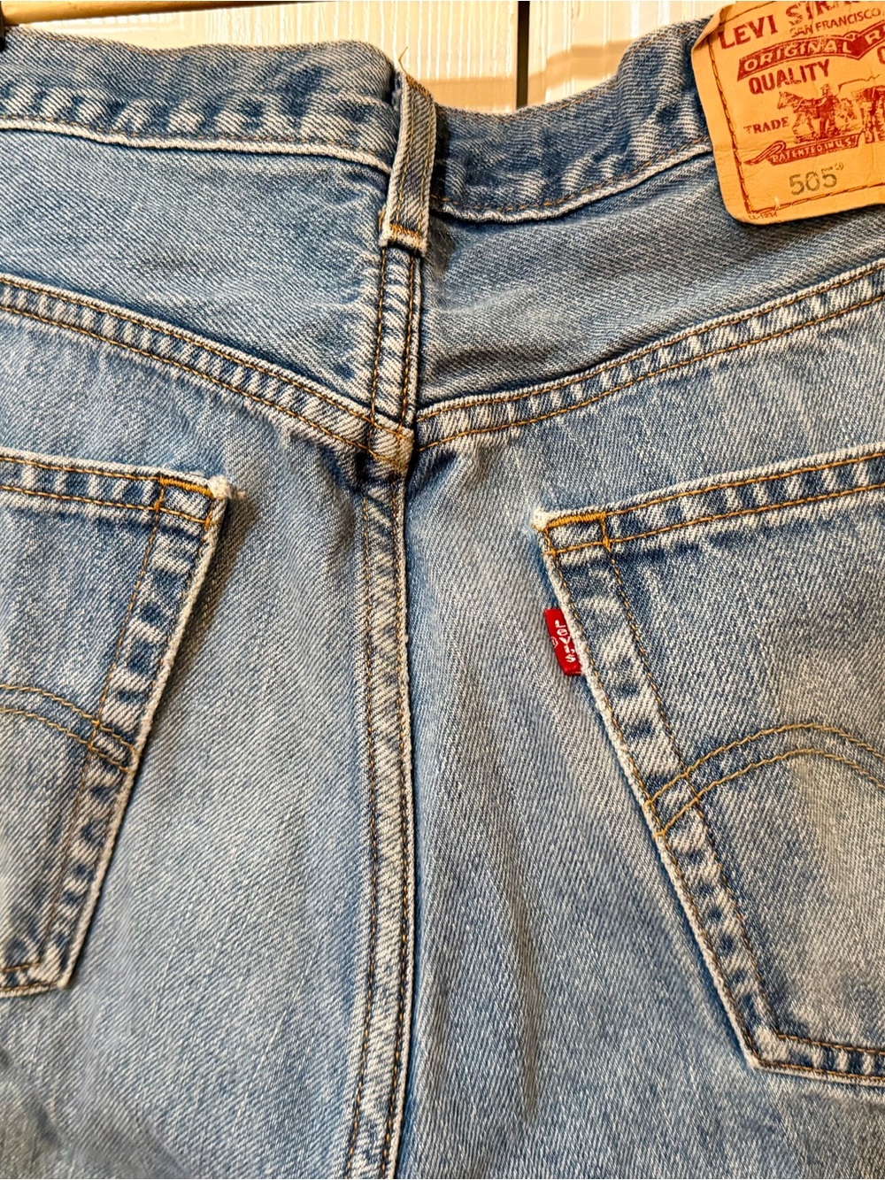 VTG Y2K Levis 505 Jeans Mens 32x32 Light Blue Distressed Straight Leg Red Tab - Picture 13 of 16